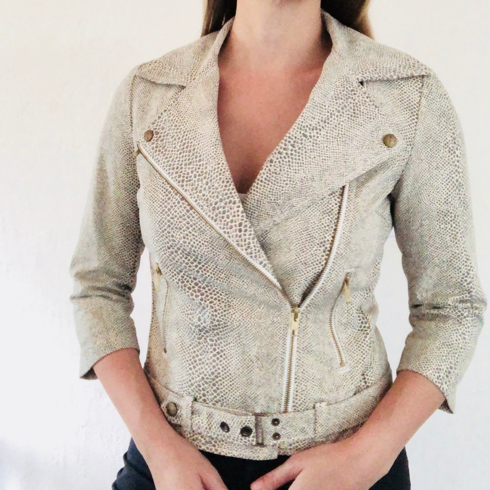 Current Elliott animal print moto biker jacket
